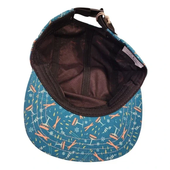 Skida Jackson Hole Ski Gondola 5 Panel Brim Hat Teal Blue Adjustable Cap NEW - Picture 5 of 6